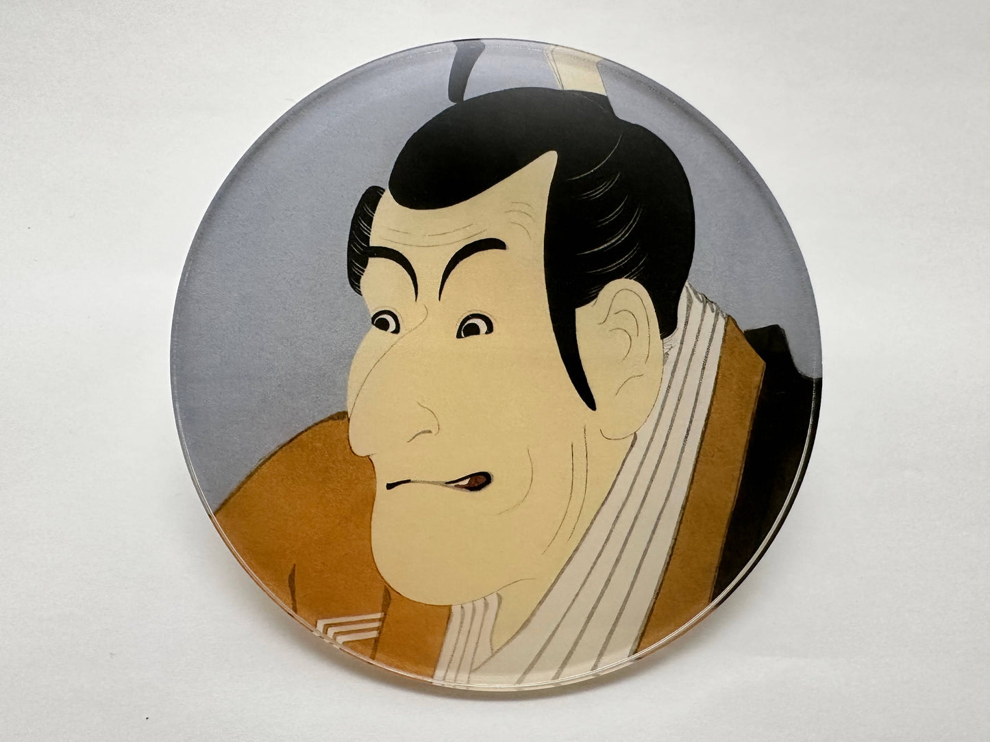 "Ukiyo-e Coaster: Ichikawa Katsuzo as 'Takemura Sadanoshin' by Sharaku"
