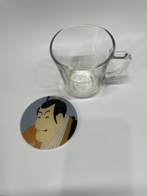 "Ukiyo-e Coaster: Ichikawa Katsuzo as 'Takemura Sadanoshin' by Sharaku"